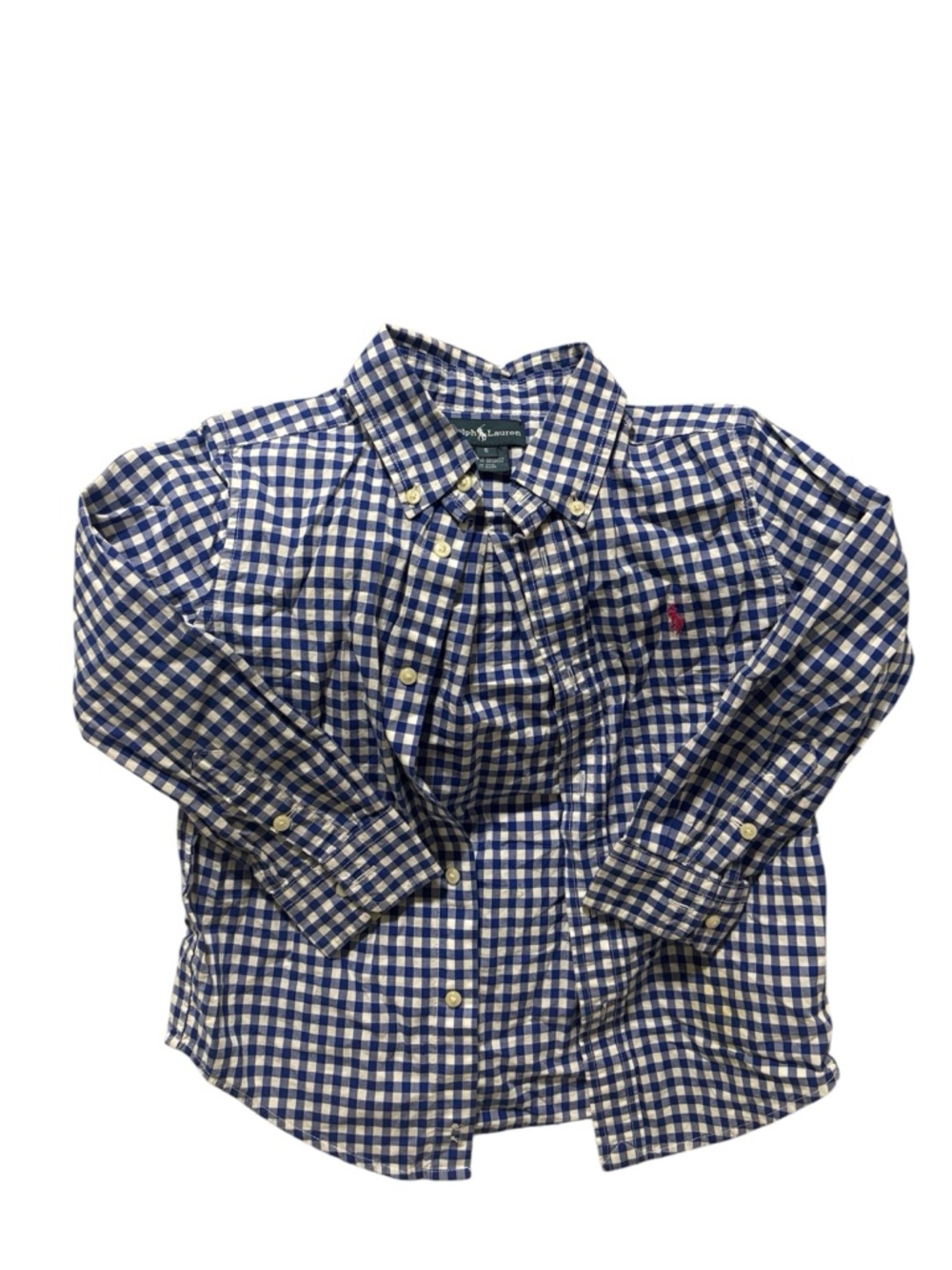 Ralph Lauren Blue and White Gingham Button-Down Shirt for Kids